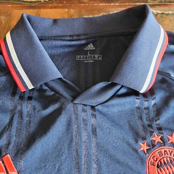 Adidas Bayern Munich Navy Long-Sleeve Polo Jersey — L - Picture 4 of 4